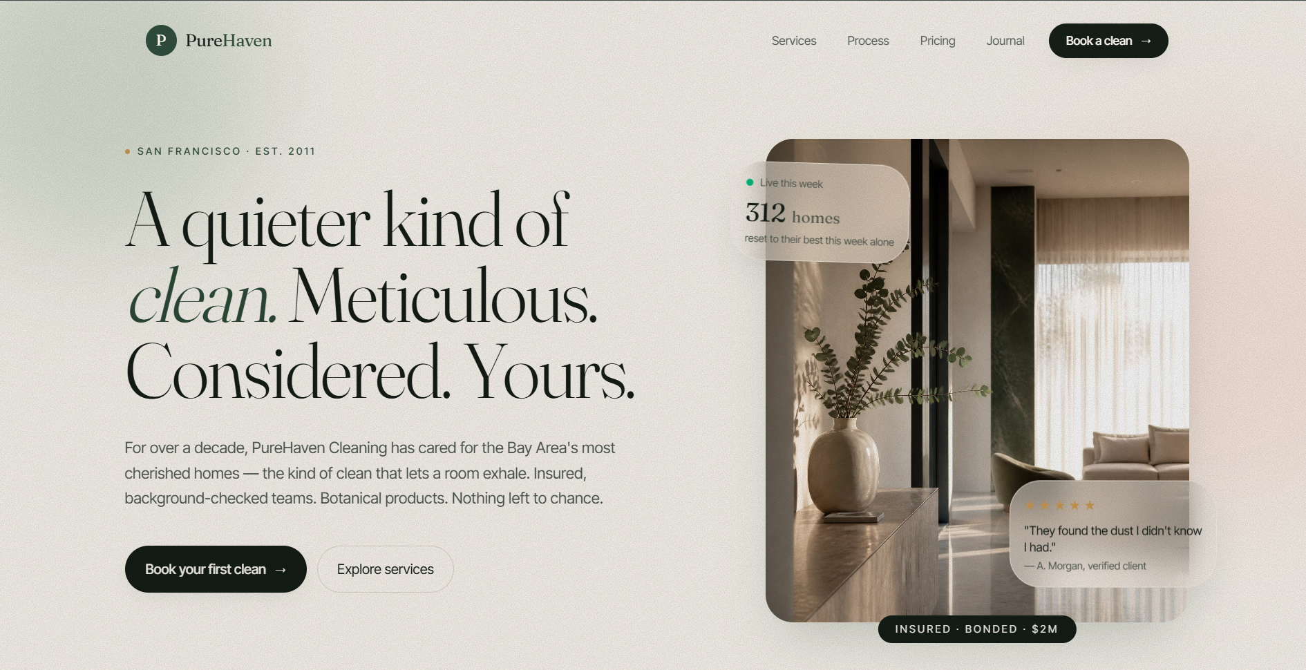 PureHaven Cleaning website preview